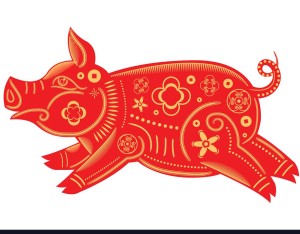 Happy Chinese New Year 2019 Zodiac Sign of Red Pig